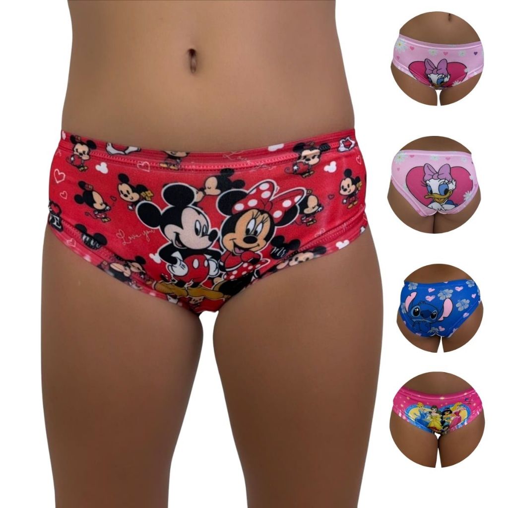 Kit 5 Calcinha Infantil Meninas Estampada Confortável Elástico Sublima