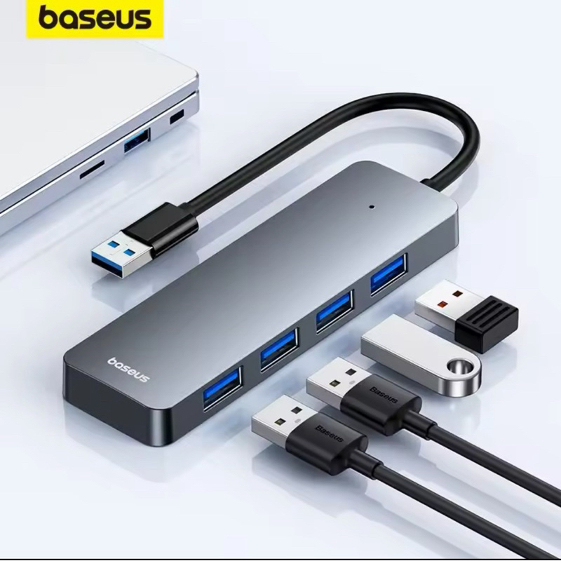 Hub Baseus Original USB 3.0 4 Portas – Adaptador Mini Compacto para Notebook e PC 5Gbps Alta Velocidade