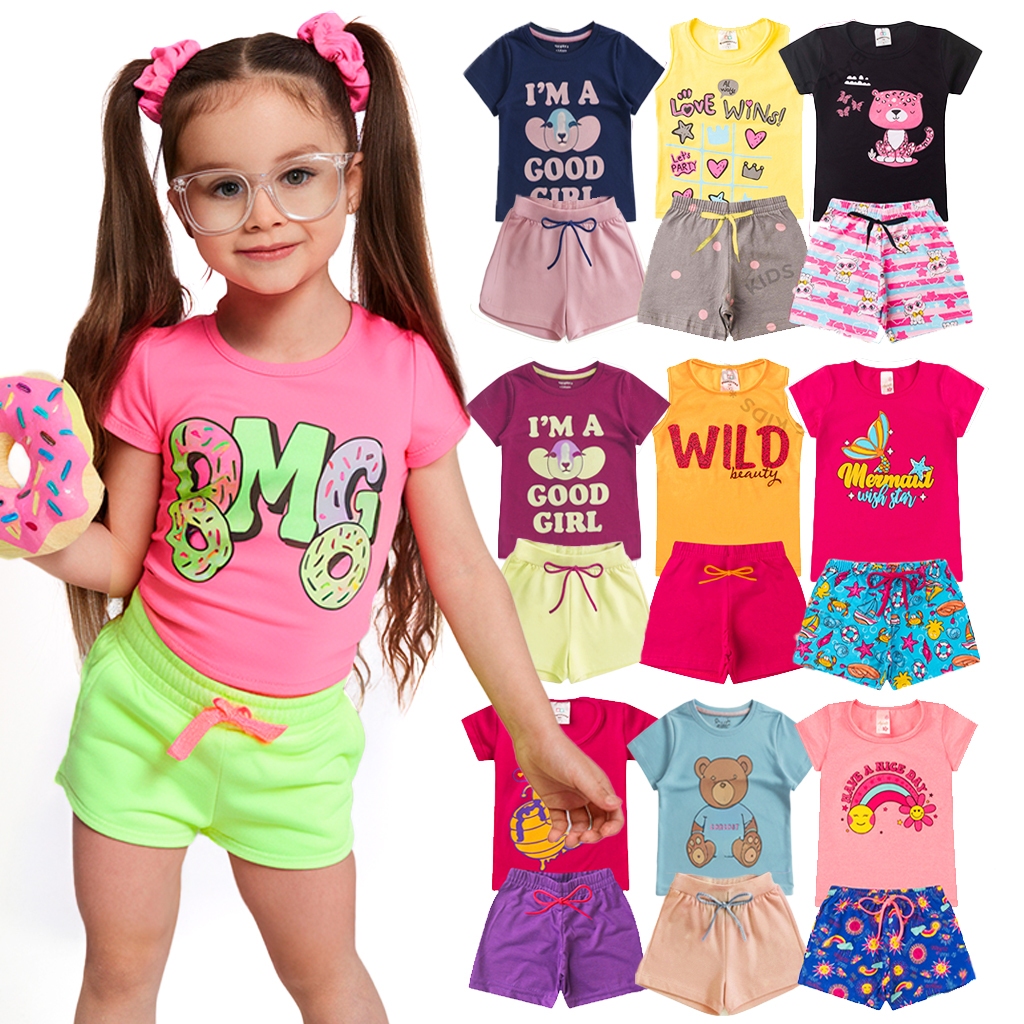 Kit 10 Peças Roupa Infantil Menina Conjunto Verão Feminino Tamanho 1 ao 14