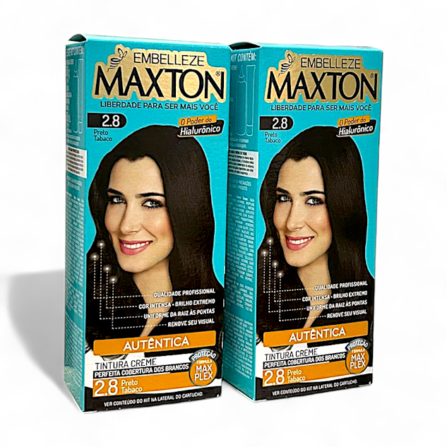 Kit Maxton 2.8 Preto Tabaco Embelleze Tintura Creme (2 unidades)