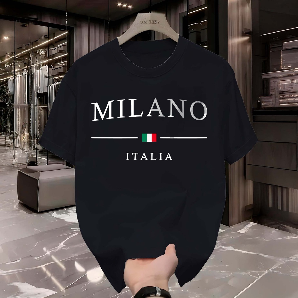 Camiseta Masculina Italia Milano Camisa 100% Algodão T-Shirt Manfinity Street Wear em Oferta na Shopee