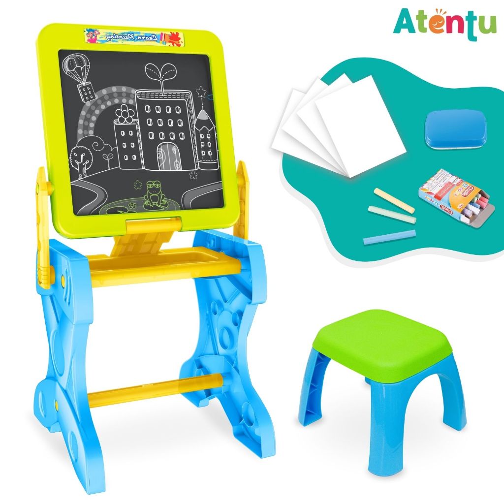 Mesa Infantil Lousa Mágica Mesinha Interativa de Desenho C/ Banco