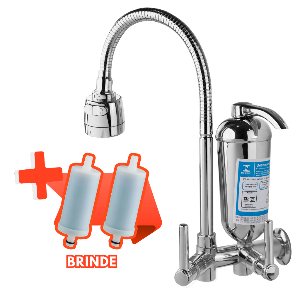 Torneira Gourmet Parede Cromado Com Filtro De Cozinha Luxo