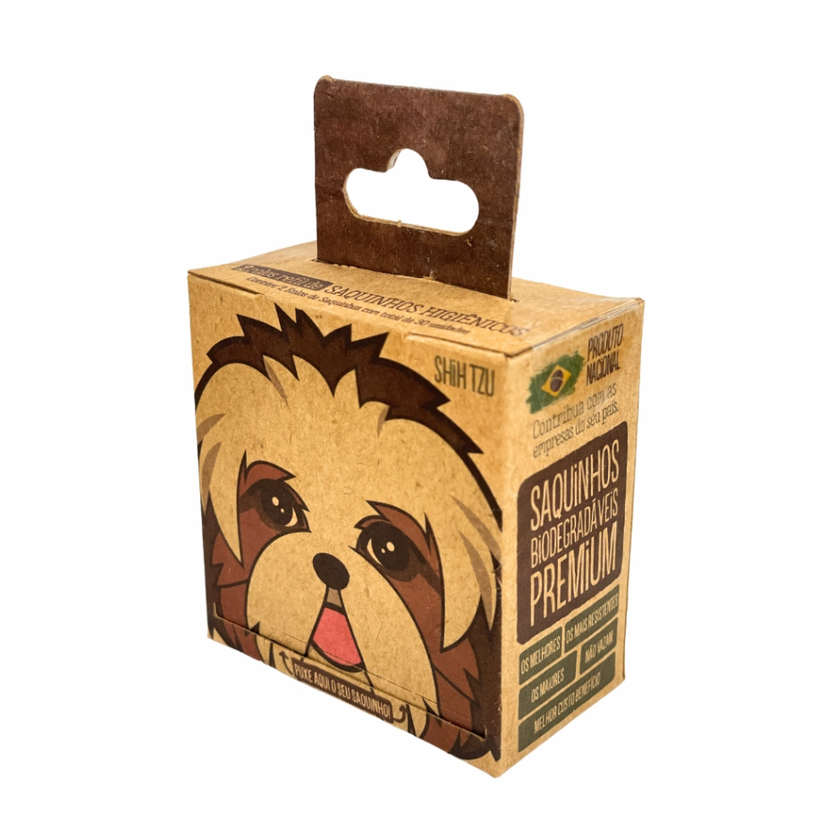 Kit Shih Tzu 2 Refis de Saquinhos Higiênicos Cata Caca Pipicão