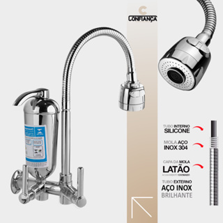 Torneira Gourmet Com Filtro Cozinha Parede 1/4 De Volta Pia C-66 Cód. 2070-1 em Oferta na Shopee