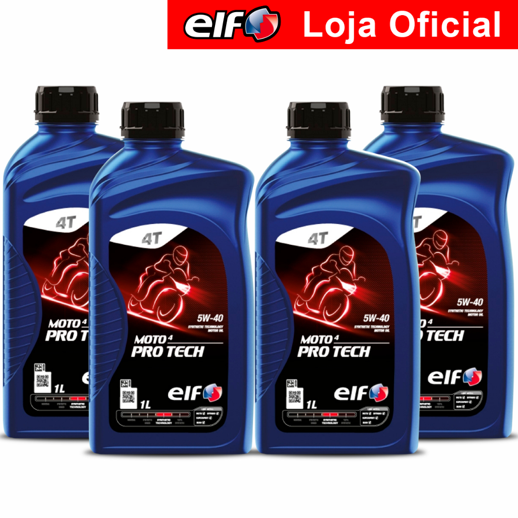 Kit 4x Óleo Sintético 5w-40 Elf Moto 4 Pro Tech