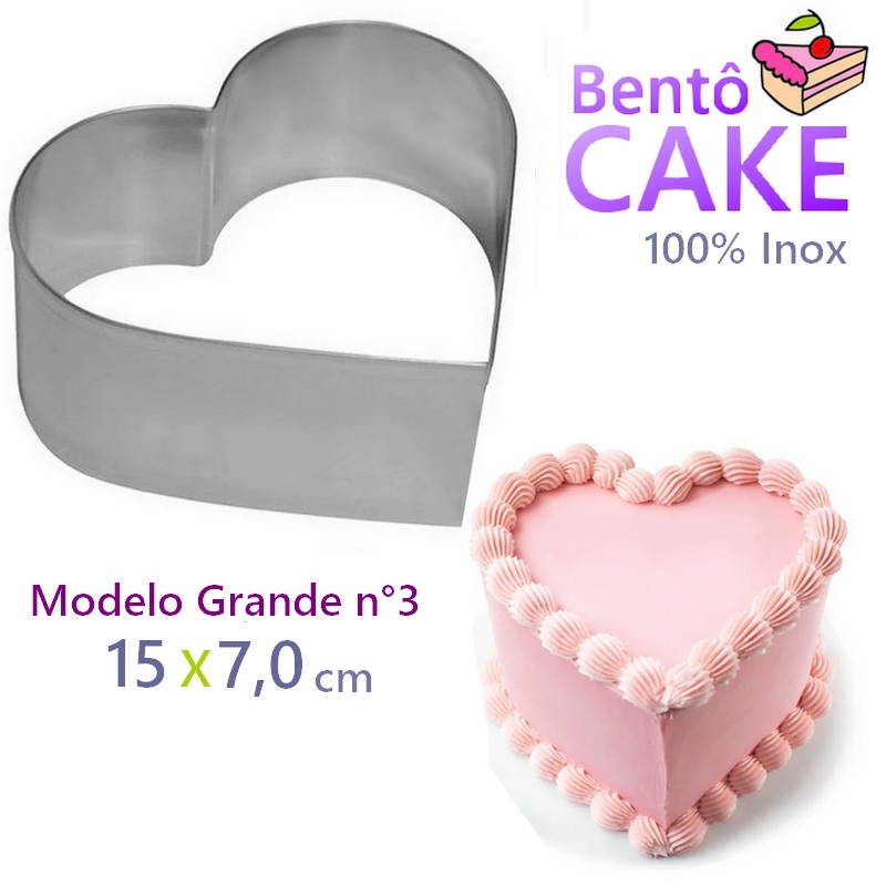 Aro  Inox Coração 15 x 7,0 cm  - Edição Bento Cake em Oferta na Shopee