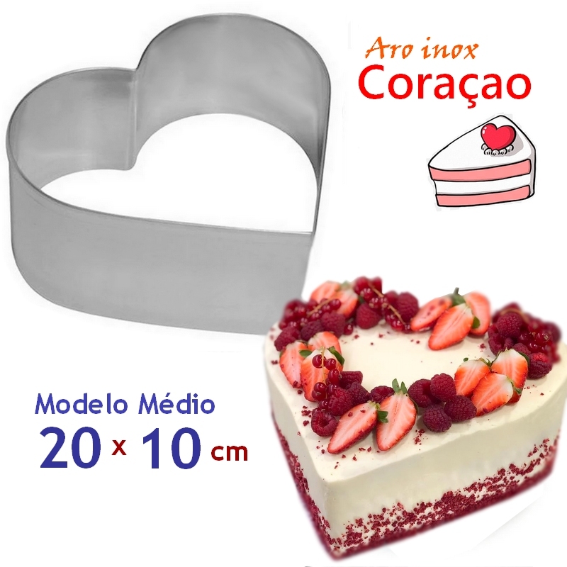 Cortador de Bolo Coração - Inox 20 x 10 cm em Oferta na Shopee