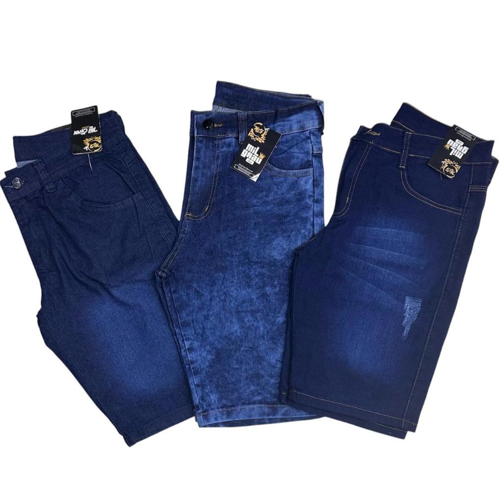 BERMUDAS JEANS MASCULINAS - KIT COM 3 BERMUDAS JEANS - ENVIO IMEDIATO