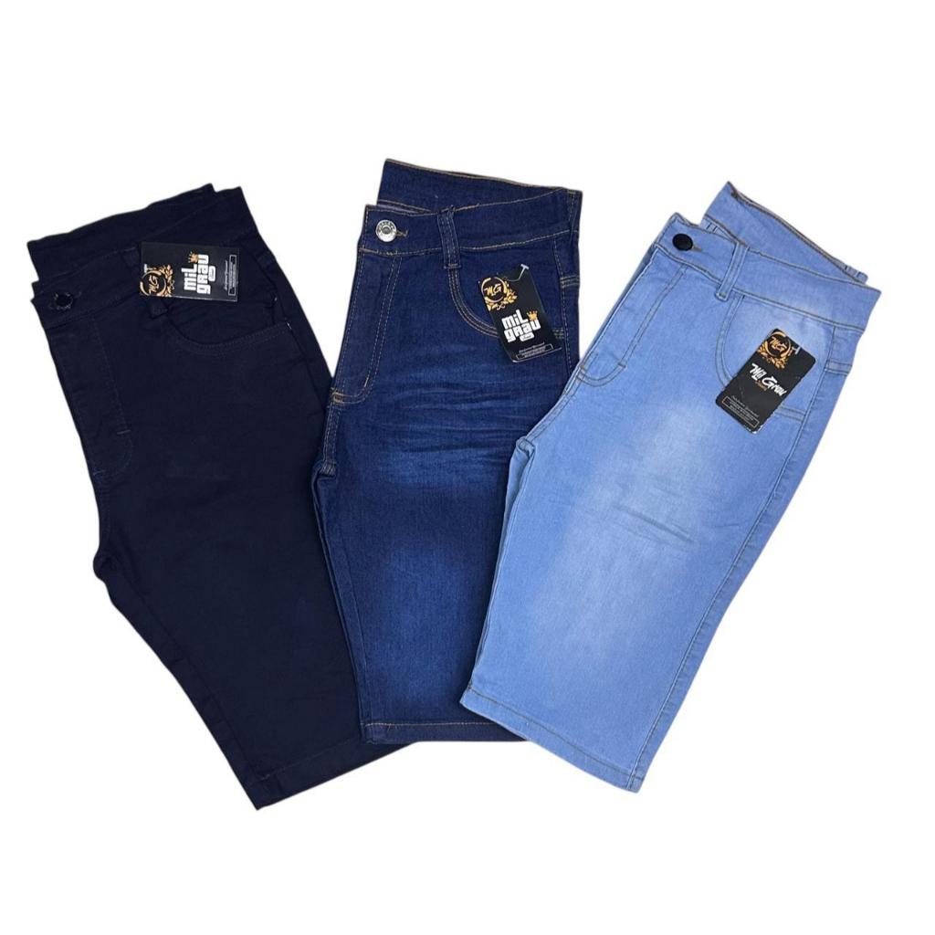 KIT COM 3 BERMUDAS - Bermuda Jeans Masculina - Envio 24H