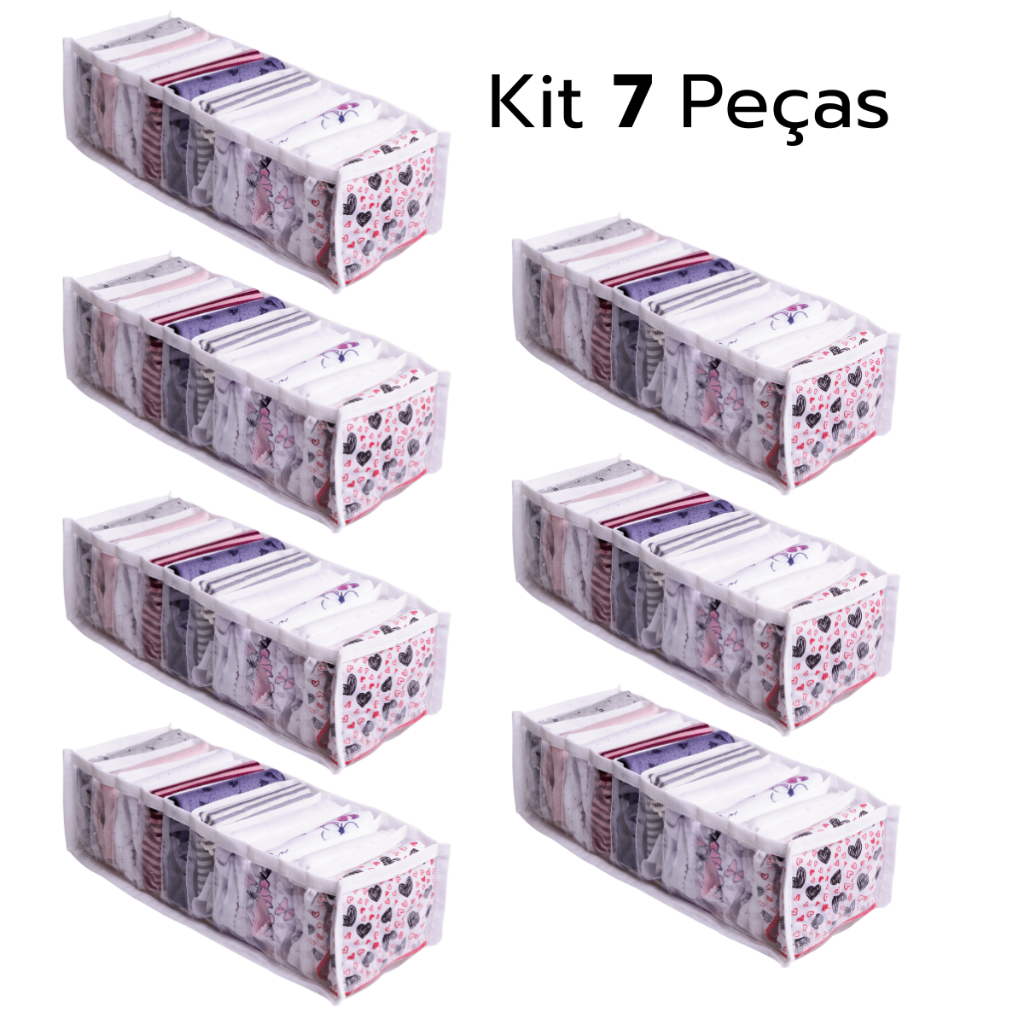 Kit 7 Colmeia Organizadora 40x10x10 Gaveta Roupas Bebês