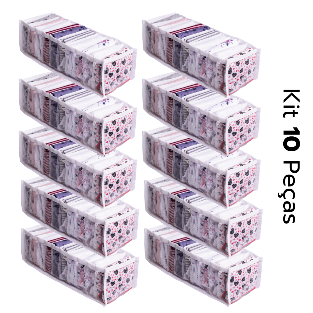 Kit 10 Colmeia Organizadora 40x10x10 Gaveta Roupas Bebês