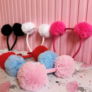 Tiara Pompom Grande Menina Maria Clara Poliana Flô Flô Estilosa Azul Vermelho Rosa Branco Preto em Oferta na Shopee