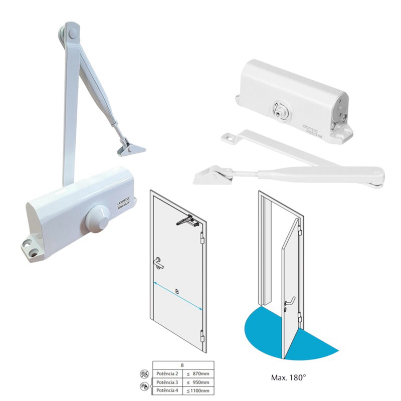 Mola Aérea Hidráulica para Porta de Alumínio, vidro,Madeira Ferro 850mm  Dorma pixel