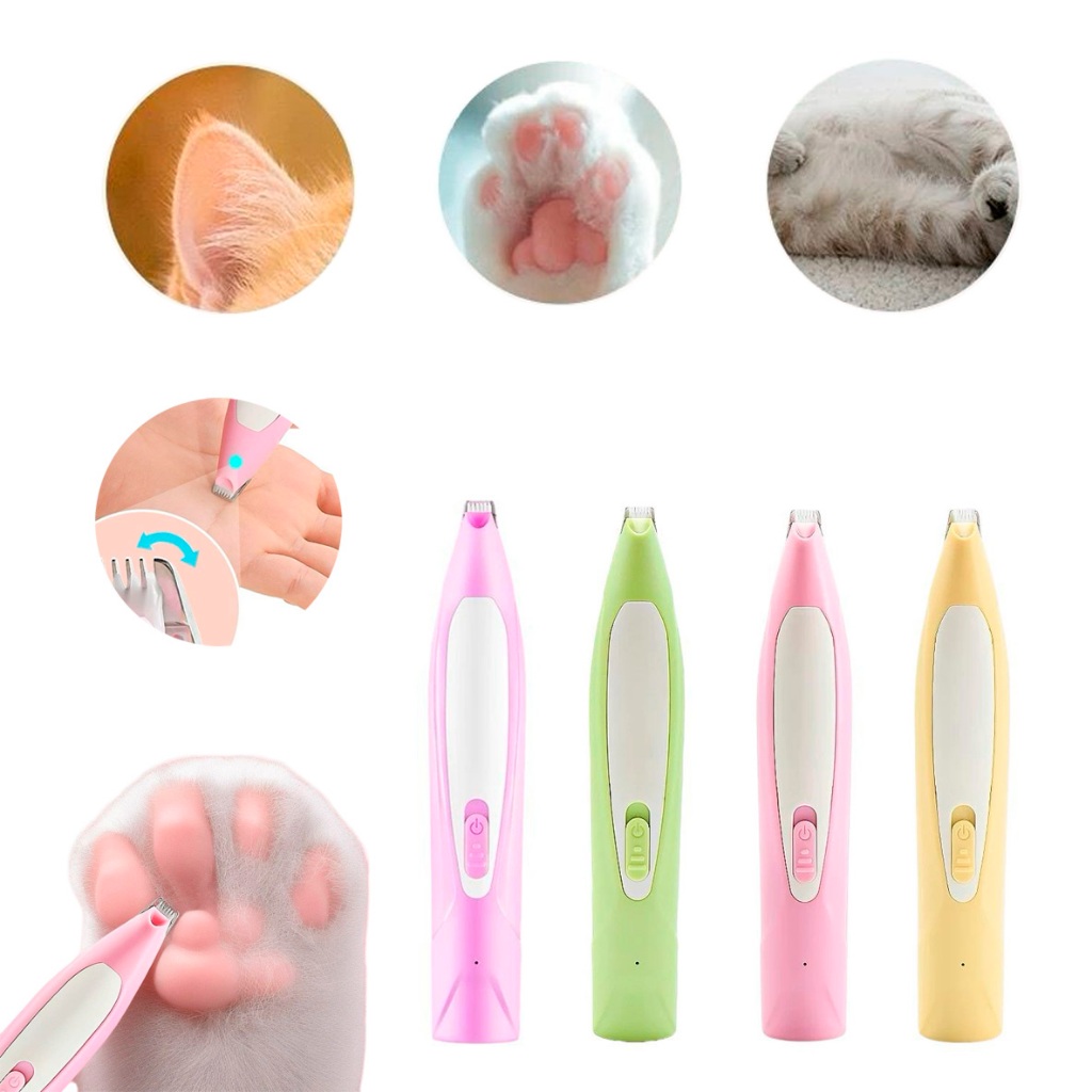 Tosador Elétrico Aparador de Pelos Pata Orelha com Luz Led Pet Cão Gato Recarregável