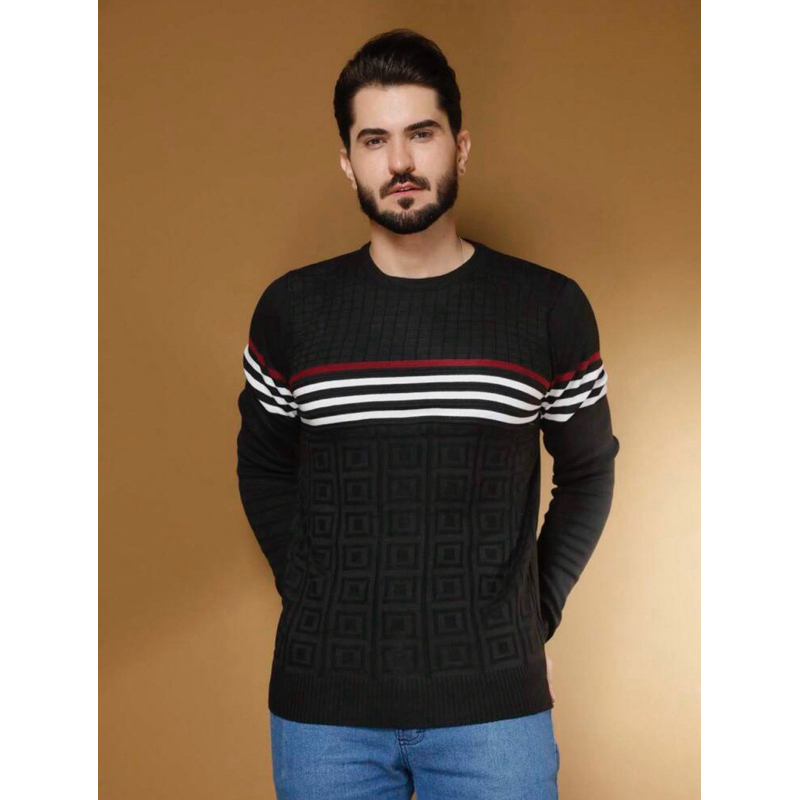 Sueter tricot masculino casaco blusa de frio gola redonda manga longa blusa de Lã Importado