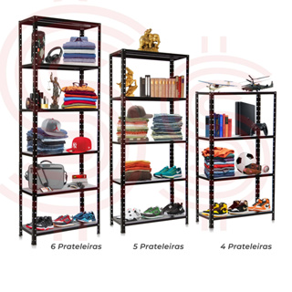 Estante Prateleira de Aço PRETA Reforçada Casa Cozinha Sala Quarto Livros Multiuso Organizador em Oferta na Shopee