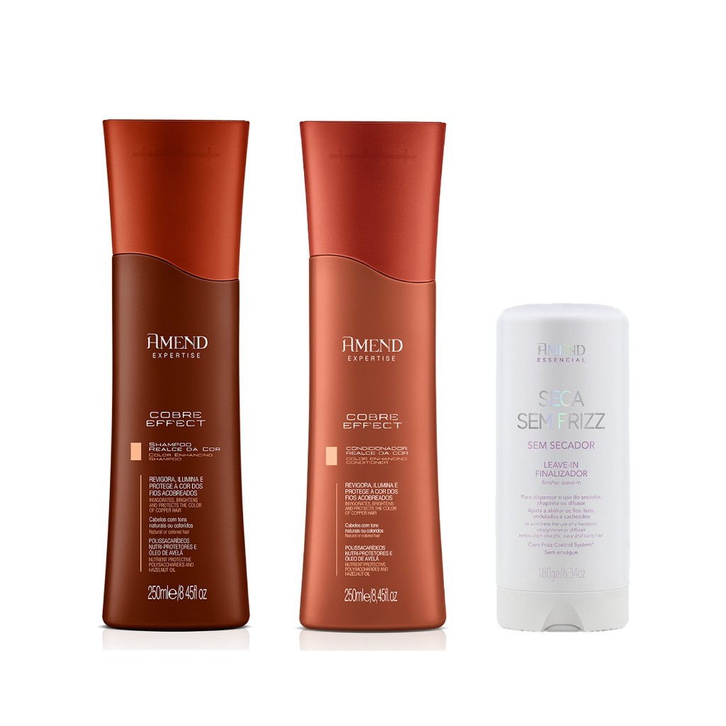 Amend Expertise KIT Cobre Effect Shampoo e Condicionador 250ml + Seca Sem Frizz 180ml