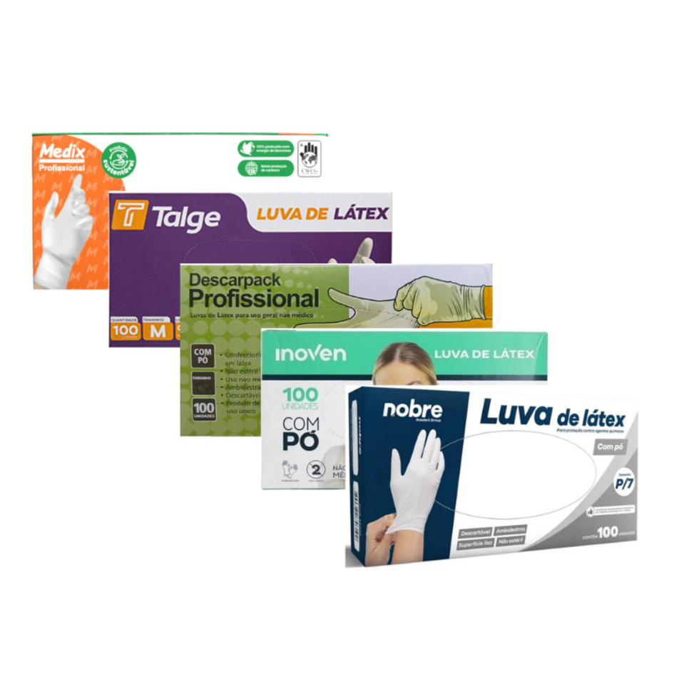 1000 Luvas Látex Descartável Com Pó Tam PP P M G