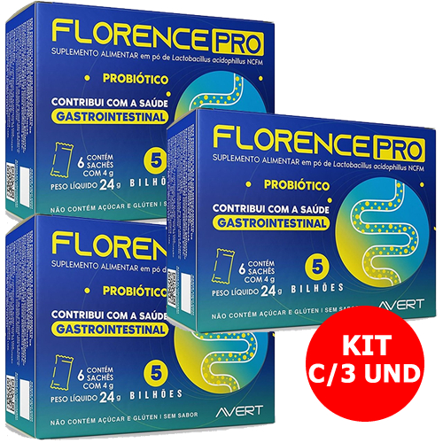 KIT C/3 FLORENCE PRO 5BI C/6 SACHES PROBIOTICO em Oferta na Shopee