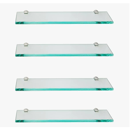 Kit 4 unidades prateleiras de vidro incolor 25x10 cm. em Oferta na Shopee