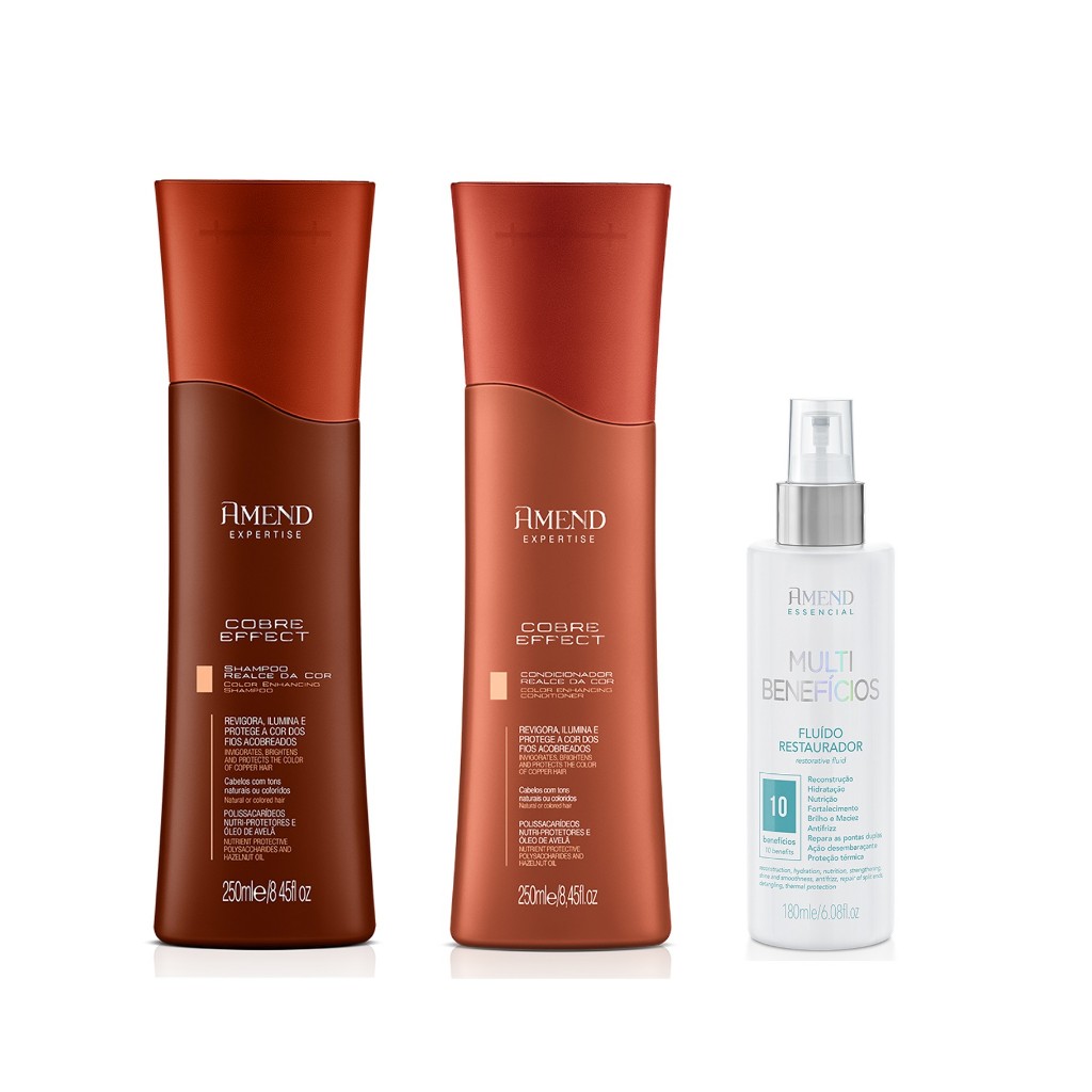 Amend Expertise KIT Cobre Effect Shampoo e Condicionador 250ml + Fluído Multi-Benefícios 180ml