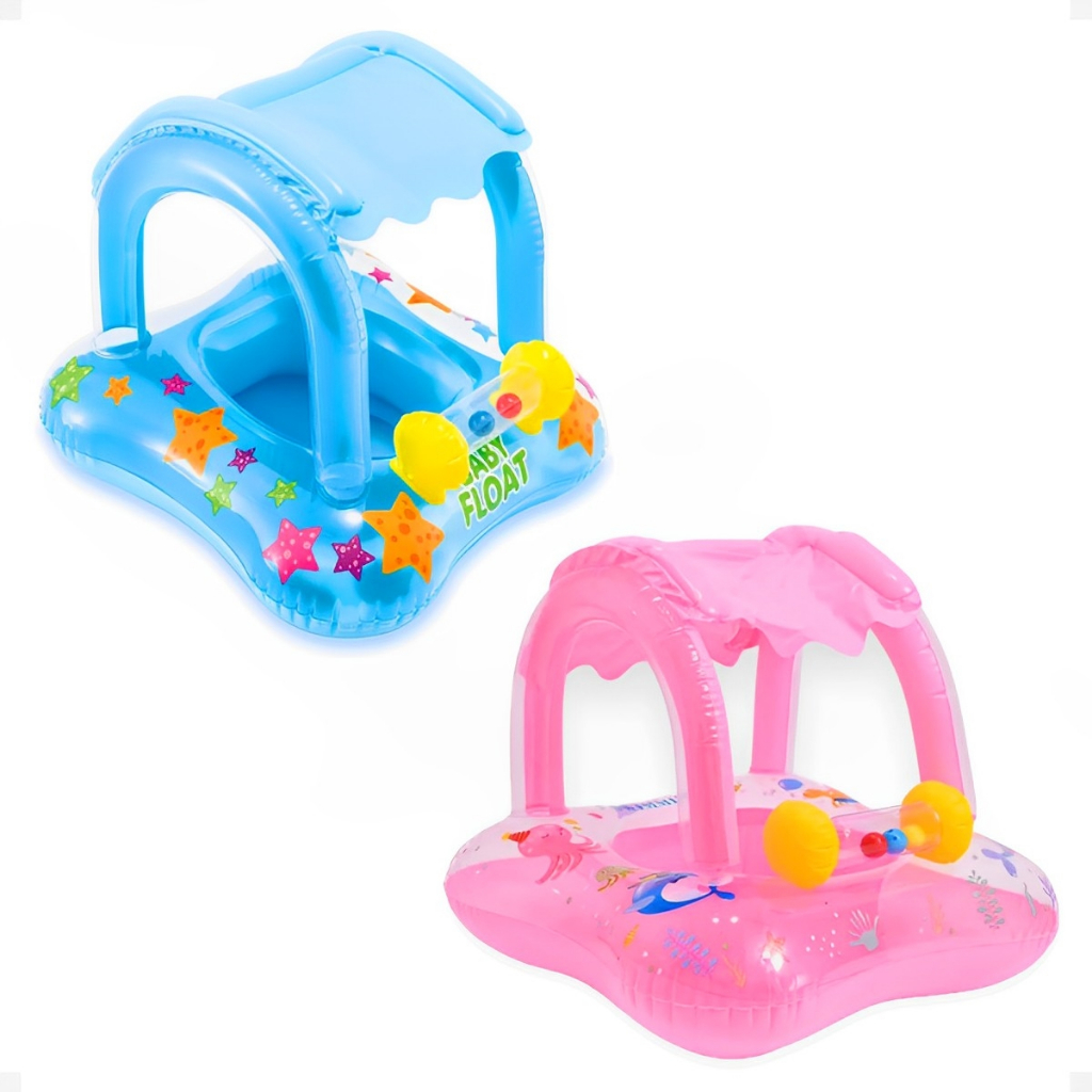 Boia Bebê Piscina Cobertura Infantil Inflável Proteção Solar Uv Seguro Confortável Chocalho em Oferta na Shopee