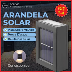 Luminária Arandela Solar IP65 Led 2 Focos de Luz Jardim e Parede Slim c/suporte