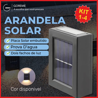 Kit 4 Luminária Arandela Solar IP65 Led 2 Focos de Luz Jardim e Parede Slim c/suporte em Oferta na Shopee