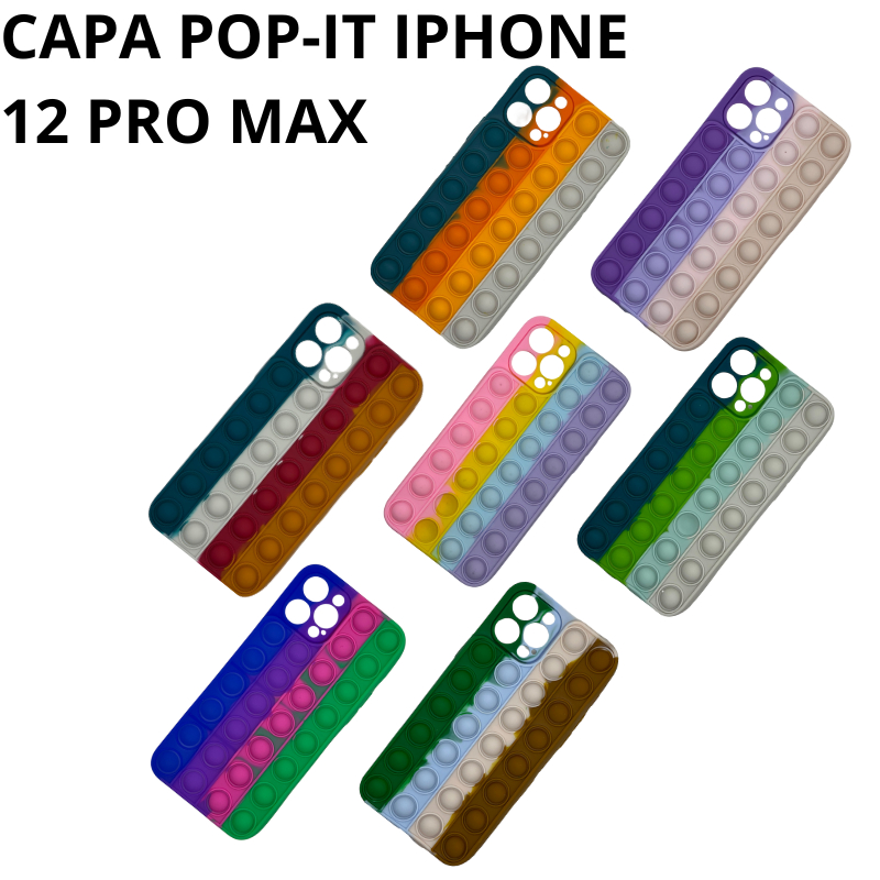 Capinha Case Iphone POPIT Fidget CPP12PM Case Iphone 12 Pro Max Silicone Colorida Divertida Interativa Unisex