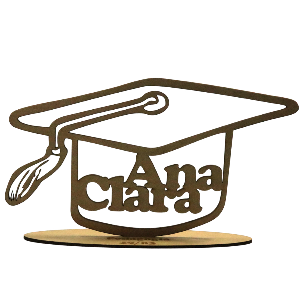 10 Centros De Mesa Capelo Formatura Personalizado Com Nome Feito Em Mdf 3mm em Oferta na Shopee