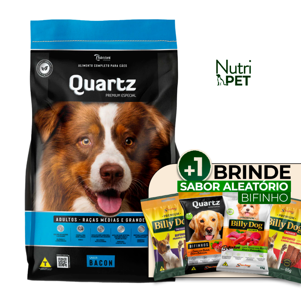 Ração Quartz Premium Cães Adultos Bacon 10,1kg