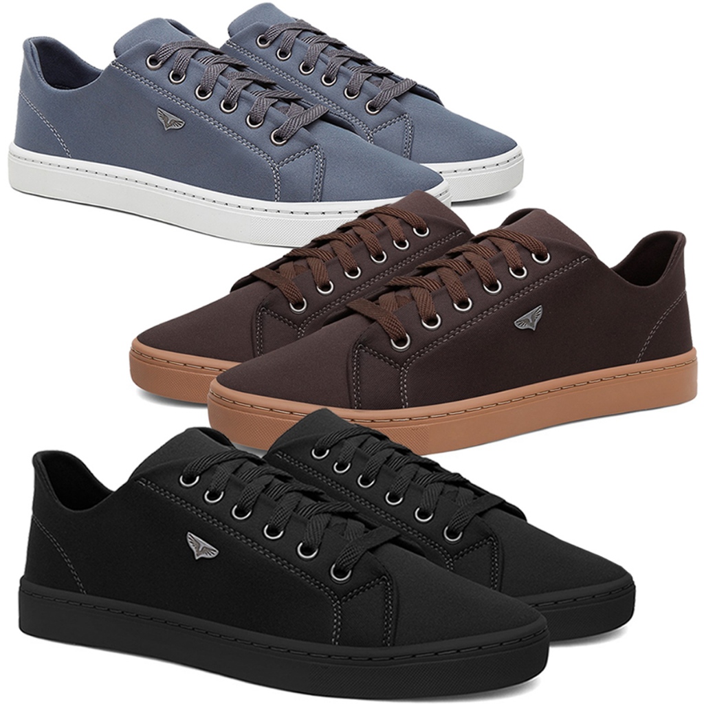 Kit 3 Sapatenis Masculino Cano Curto Sola Reta Costurada Tênis Moderno e Elegante PROMOÇÃO
