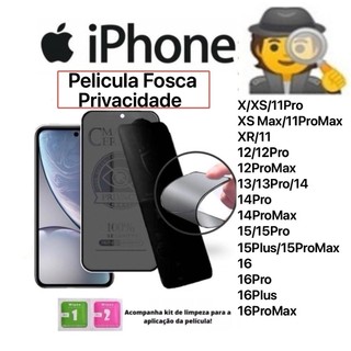 Película 9D Ceramica Privacidade AG Fosca Anti Spy para IPhone XS XR 11 12 13 14 15 16 17…