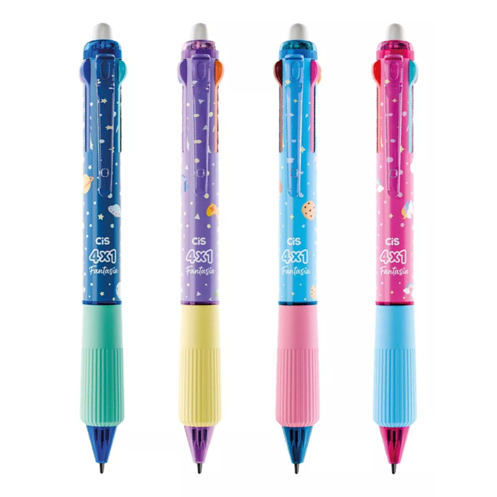 Caneta Gel Apagável 4 Cores Ponta 0.5mm Unidade Cis Fantasia em Oferta na Shopee
