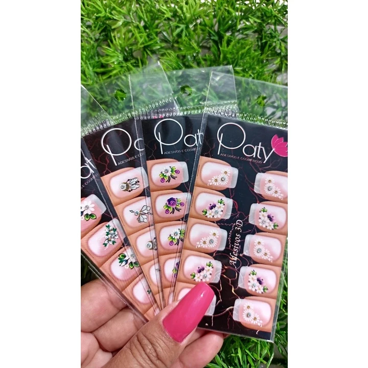 500 Adesivos Película 3D Para Unha 50 Cartela Nail Art Design Manicure Exclusiva Tecnologia Full HD
