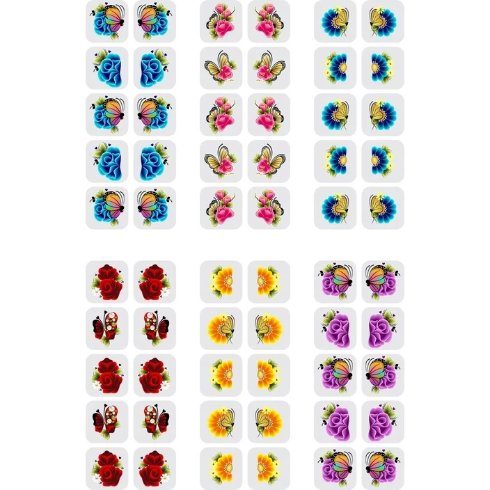 1.200 Adesivos Para Unha Película 3D Flores Nail Art Design Manicure Tecnologia Full HD Kit Revenda