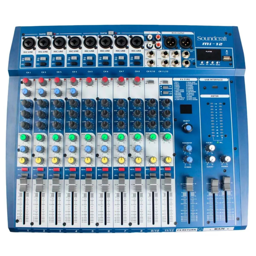 Mesa De Som Console Soundcraft Mi-12 Profissional 12 Canais em Oferta na Shopee