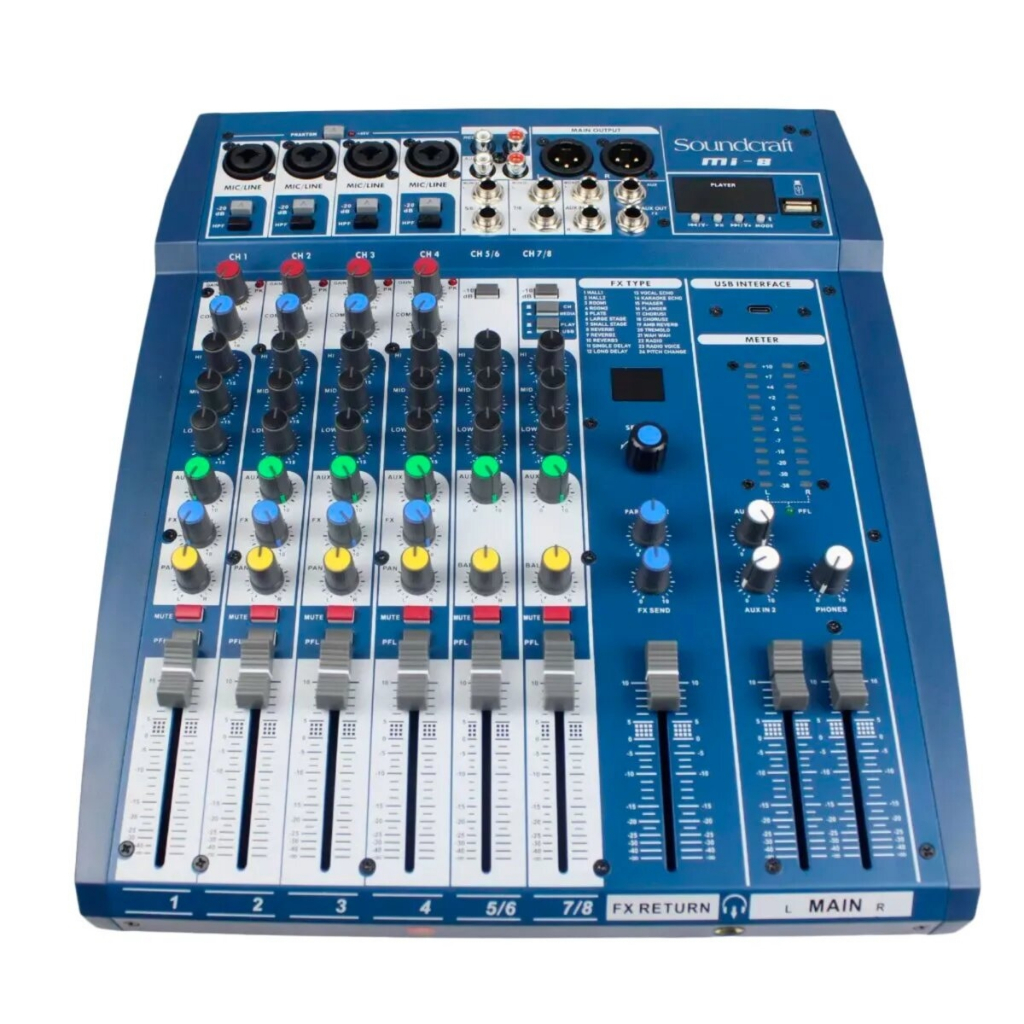 Mesa De Som Soundcraft Mi 8 Analógica 8 Canais 24 Efeitos em Oferta na Shopee