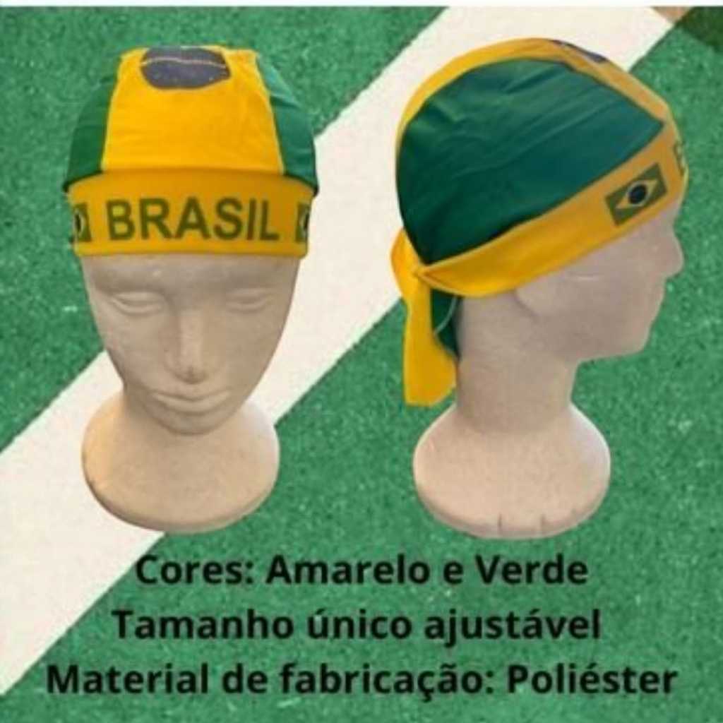 Kit 1/2/4/6/10 Bandanas Bandeirola Brasil Copa Do Mundo Torcedor - Ajustável Regulável