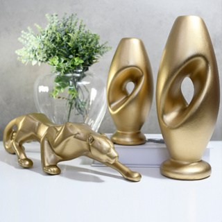 Enfeite 3 Peças Pantera Kit Moderno Cerâmica Vasos Centro Mesa Decorativo Casa Quarto Sala Aparador em Oferta na Shopee