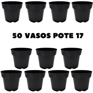 50 Vasos Pote 17 de Plástico 2,3 Litros Para Plantas Mudas Suculentas Preto em Oferta na Shopee