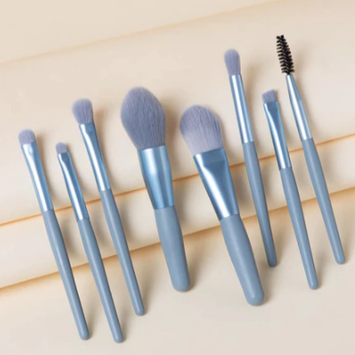 Kit Com 8 Peças Conjunto De Pincéis De Maquiagem com Estojo Transparente Para Viagem
