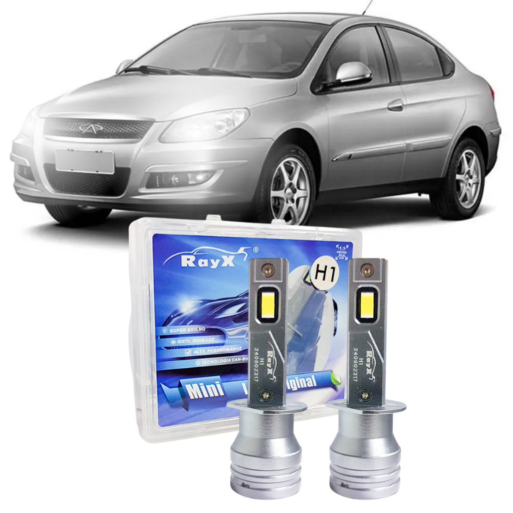 Kit Ultra Mini Led H1 6000k 12000 Lumens Chery Cielo 2010 a 2013 Farol Alto