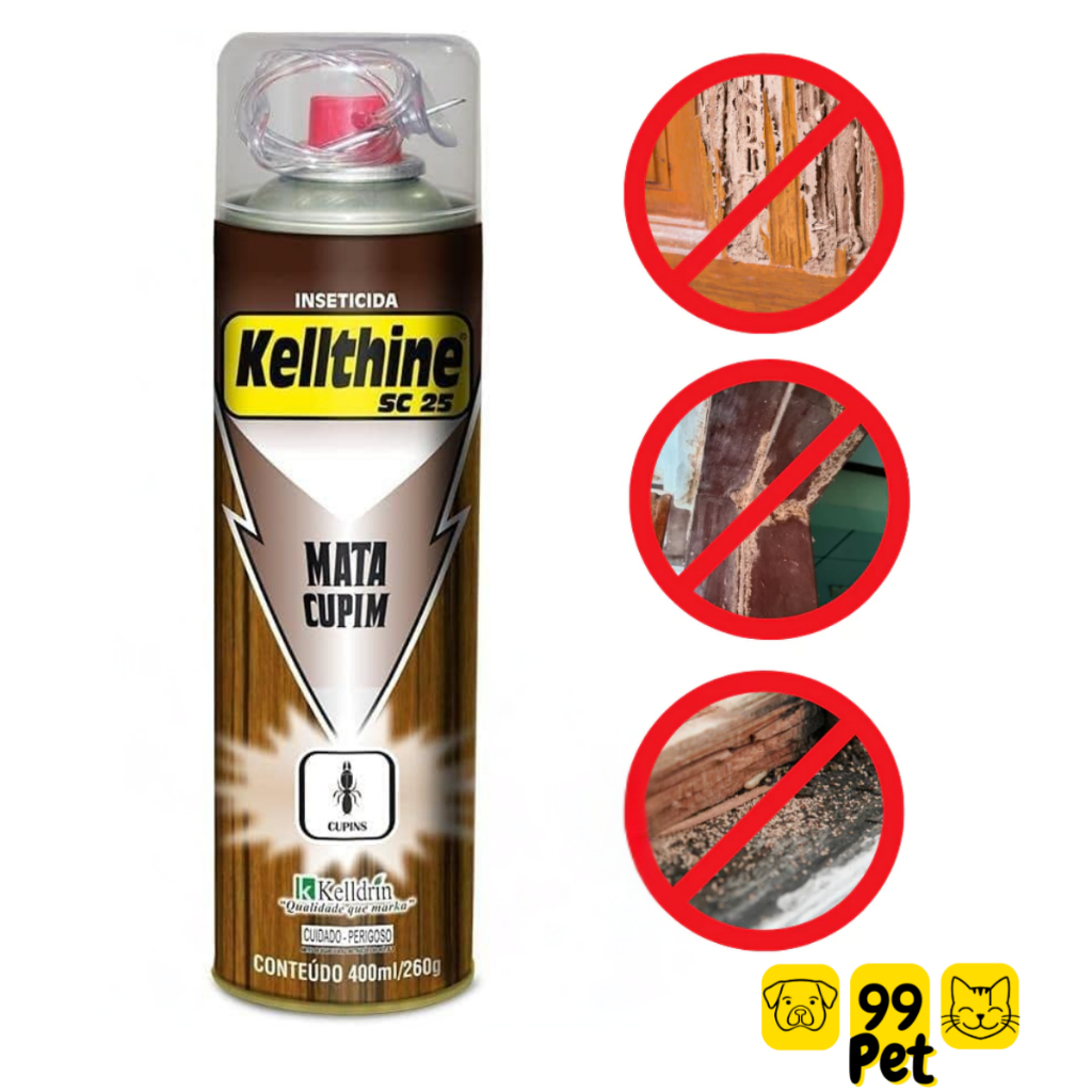 Kelldrin Cupinicida Aerossol 400ml Mata Cupim Madeira em Oferta na Shopee