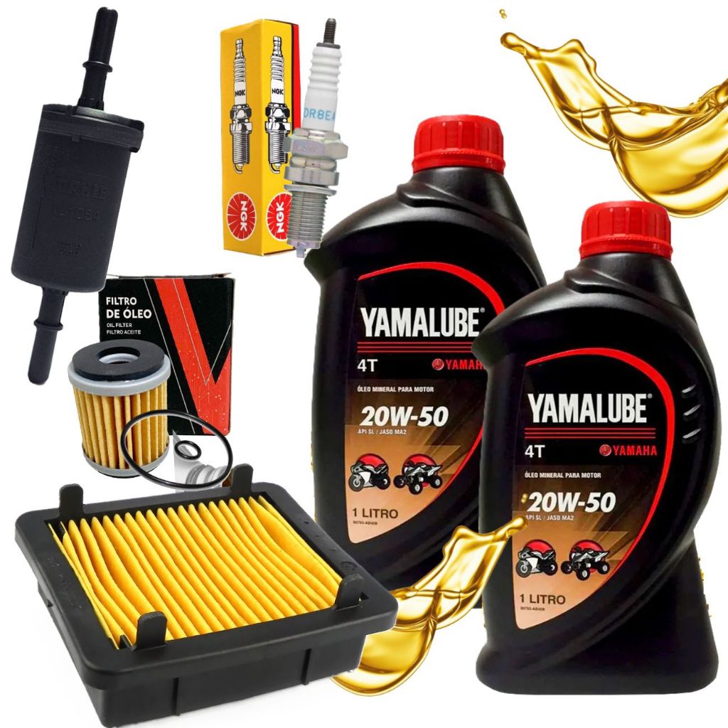 Kit Revisão Lander 250 2016-2025 / Teneré 250 2016-2019 Troca Óleo Yamalube 20w50 Filtros e Vela Ngk em Oferta na Shopee