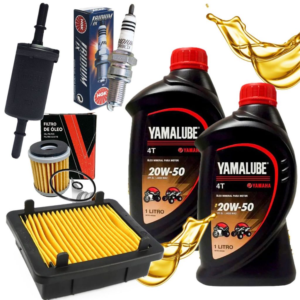 Kit Revisão Lander 250 2016-2025 / Teneré 250 2016-2019 Troca Óleo Yamalube 20w50 Filtros e Vela Iridium em Oferta na Shopee