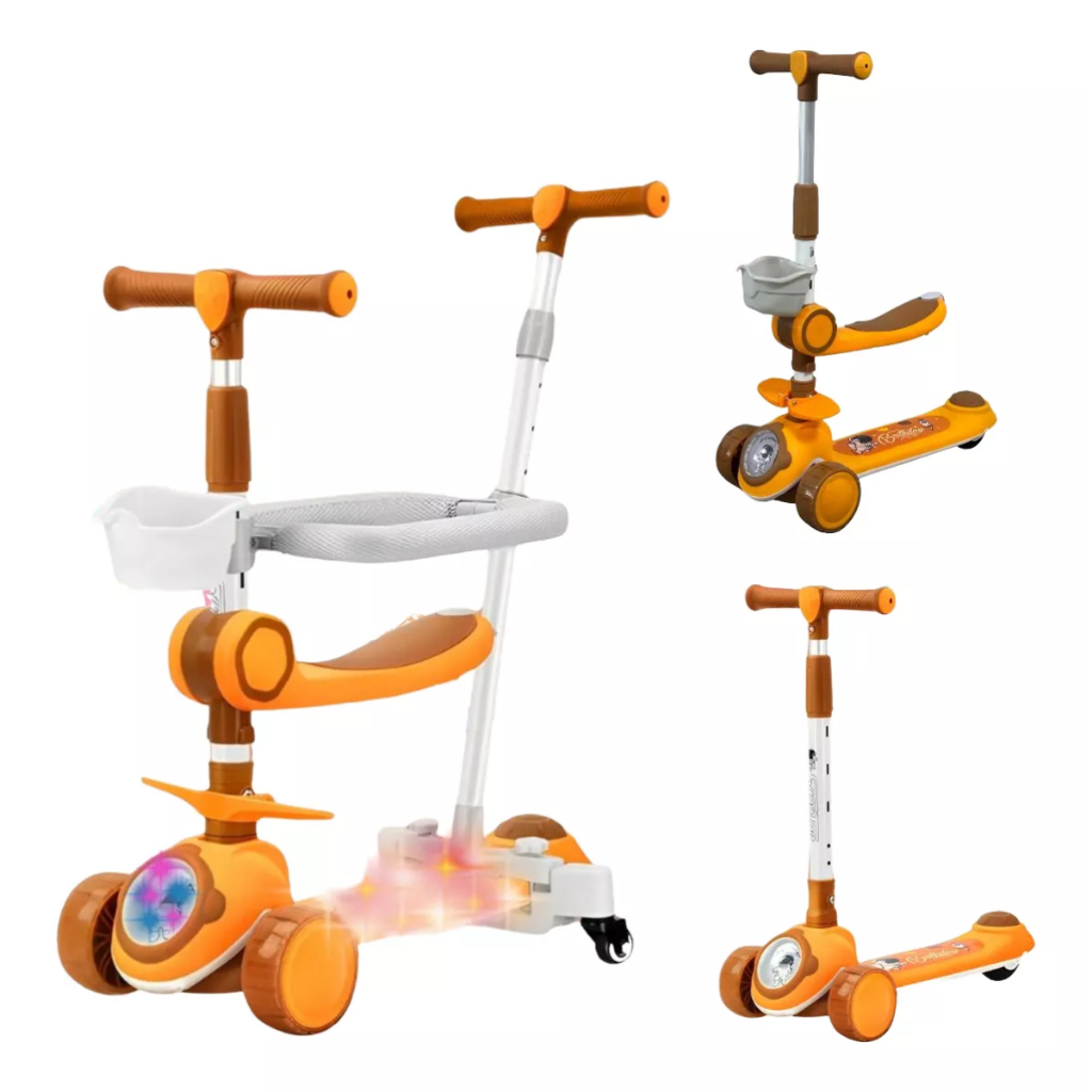 Patinete Infantil 3x1 Com Cestinho Empurrador Guidão 3 Rodas em Oferta na Shopee