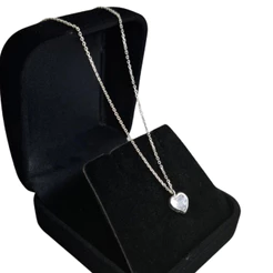 Colar Cadeado Ponto de luz Prata 925 Feminino Coração Redondo Gota Presente Namorada
