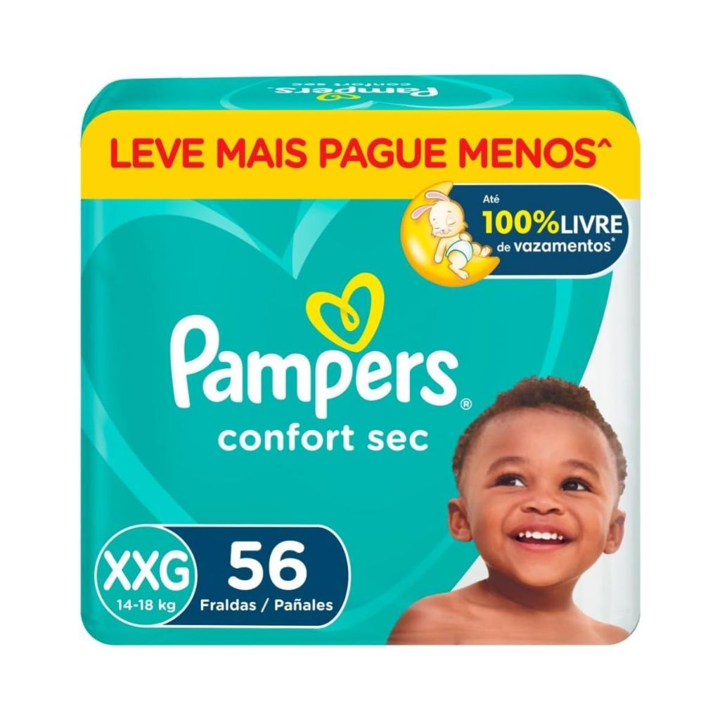 Fralda Infantil Pampers Confort Sec XXG Com 56 Unidades